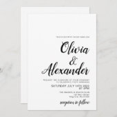 Elegante Schwarz-Weiß-Einladung zur Hochzeit Einladung (Vorne/Hinten)