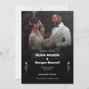 Elegante Schwarz-Weiß-Einladung zur Hochzeit Einladung