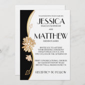 Elegante Schwarz-Weiß-Einladung zur Hochzeit Einladung (Vorne/Hinten)