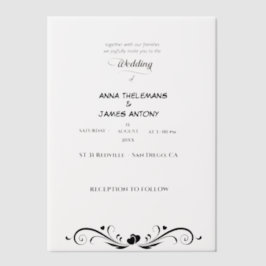 Elegante Schwarz-Weiß-Einladung zur Hochzeit mit C Pergament Einladungen