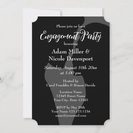 Elegante Schwarz-Weiß-Einladungen Einladung (Vorderseite)