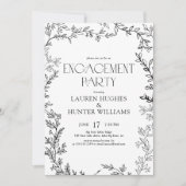 Elegante Schwarz-Weiß-Engagement-Party Einladung (Vorderseite)