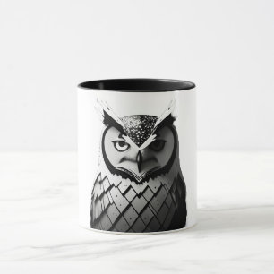 Elegante Schwarz-Weiß-Eulentasse Tasse