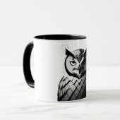 Elegante Schwarz-Weiß-Eulentasse  Tasse (Vorderseite Links)