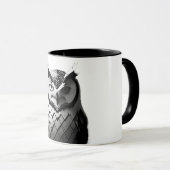 Elegante Schwarz-Weiß-Eulentasse  Tasse (VorderseiteRechts)
