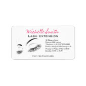 Elegante Schwarz-Weiß-Eyelashes Lash-Bar Zeichnend Adressaufkleber (Vorne)