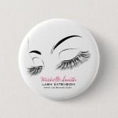 Elegante Schwarz-Weiß-Eyelashes Lash-Bar Zeichnend Button (Vorderseite)