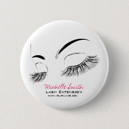 Elegante Schwarz-Weiß-Eyelashes Lash-Bar Zeichnend Button