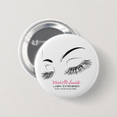Elegante Schwarz-Weiß-Eyelashes Lash-Bar Zeichnend Button (Vorne & Hinten)