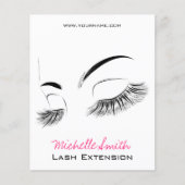 Elegante Schwarz-Weiß-Eyelashes Lash-Bar Zeichnend Flyer (Vorne)