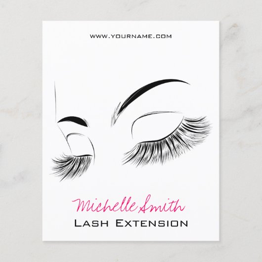 Elegante Schwarz-Weiß-Eyelashes Lash-Bar Zeichnend Flyer (Vorne)
