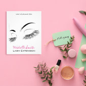 Elegante Schwarz-Weiß-Eyelashes Lash-Bar Zeichnend Flyer