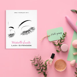 Elegante Schwarz-Weiß-Eyelashes Lash-Bar Zeichnend Flyer