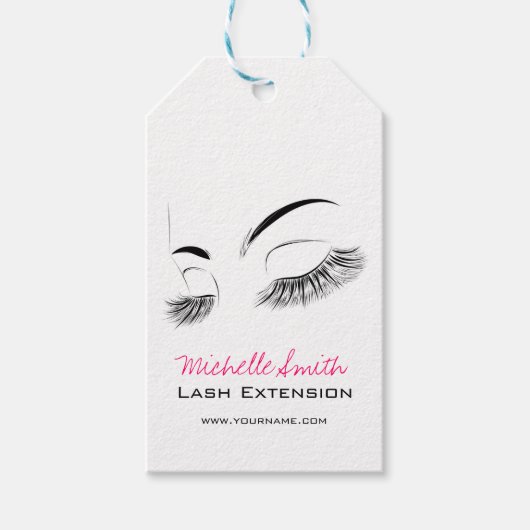 Elegante Schwarz-Weiß-Eyelashes Lash-Bar Zeichnend Geschenkanhänger (Vorderseite)