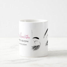 Elegante Schwarz-Weiß-Eyelashes Lash-Bar Zeichnend Kaffeetasse