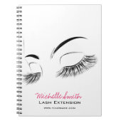 Elegante Schwarz-Weiß-Eyelashes Lash-Bar Zeichnend Notizblock (Vorderseite)