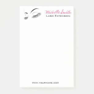 Elegante Schwarz-Weiß-Eyelashes Lash-Bar Zeichnend Post-it Klebezettel