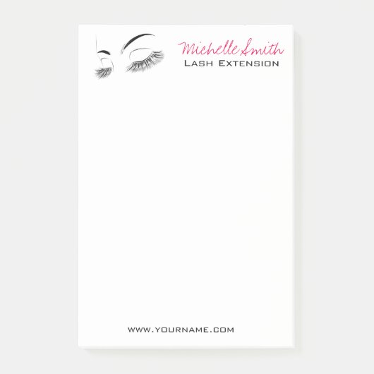 Elegante Schwarz-Weiß-Eyelashes Lash-Bar Zeichnend Post-it Klebezettel (Vorderseite)