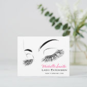 Elegante Schwarz-Weiß-Eyelashes Lash-Bar Zeichnend Postkarte (Stehend Vorderseite)