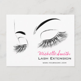 Elegante Schwarz-Weiß-Eyelashes Lash-Bar Zeichnend Postkarte