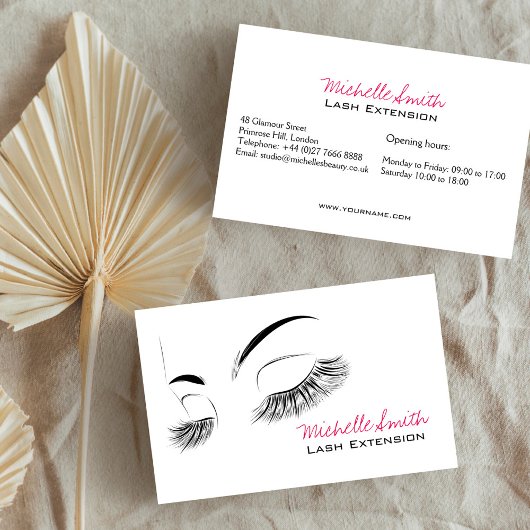 Elegante Schwarz-Weiß-Eyelashes Lash-Bar Zeichnend Visitenkarte