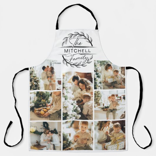 Elegante Schwarz-Weiß-Familienfoto-Collage Schürze (Vorderseite)