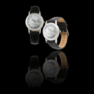 Elegante Schwarz-Weiß-Faux-Marmor-Individualisieru Armbanduhr
