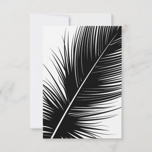 Elegante Schwarz-Weiß-Feather-Einladung zur Hochze Einladung (Vorderseite)