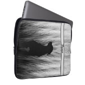 Elegante Schwarz-Weiß-Federhunde-Silhouette Laptopschutzhülle (Vorne Rechts)