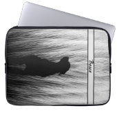 Elegante Schwarz-Weiß-Federhunde-Silhouette Laptopschutzhülle (Vorderseite)