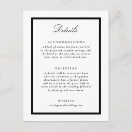Elegante Schwarz-Weiß-Feierlichkeiten Details Begleitkarte
