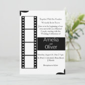 Elegante Schwarz-Weiß-Film-Hochzeit Einladung (Stehend Vorderseite)