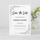 Elegante Schwarz-Weiß-Flachbildschirme Save the Da Date (Stehend Vorderseite)