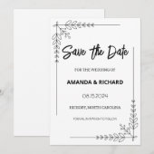 Elegante Schwarz-Weiß-Flachbildschirme Save the Da Date (Vorne/Hinten)