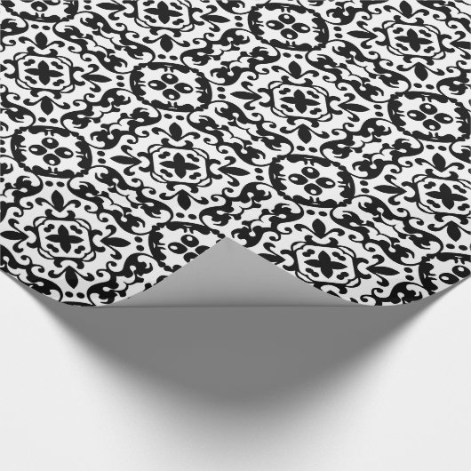 Elegante Schwarz-Weiß Folk Geschenkpapier (Ecke)