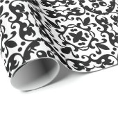 Elegante Schwarz-Weiß Folk Geschenkpapier (Rolleneckpunkt)