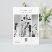Elegante Schwarz & Weiß Foto Collage Hochzeit RSVP Karte (Stehend Vorderseite)