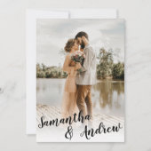 Elegante Schwarz-Weiß-Foto-Hochzeit Einladung (Vorderseite)