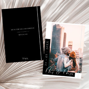Elegante Schwarz-Weiß-Foto-Hochzeit Save The Date