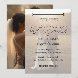 Elegante Schwarz-Weiß-Foto-Overlay-Hochzeit  Einladung