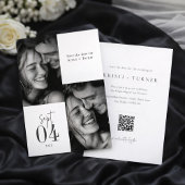 Elegante Schwarz-Weiß-Foto-QR-Code-Hochzeit Save The Date