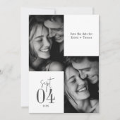 Elegante Schwarz-Weiß-Foto-QR-Code-Hochzeit Save The Date (Vorderseite)