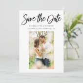 Elegante Schwarz/Weiß-Foto-Save the Date-Karte Einladung (Stehend Vorderseite)