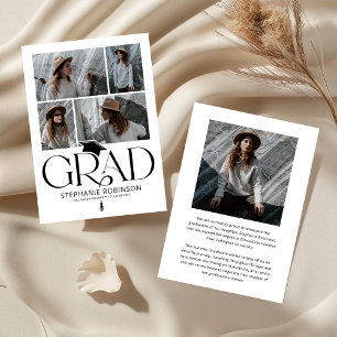 Elegante Schwarz-Weiß-Fotocollage zur Abschlussfei Ankündigung