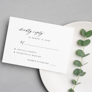 Elegante Schwarz-Weiß freundlich antworten Hochzei RSVP Karte