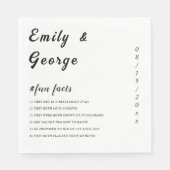 Elegante Schwarz-Weiß-Fun-Fakten Hochzeiten Serviette (Vorderseite)