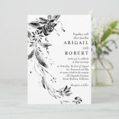 Elegante Schwarz-Weiß-Gartenhochzeit Einladung (Stehend Vorderseite)