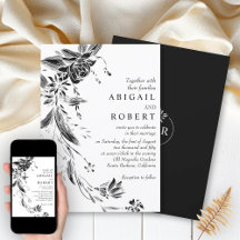 Elegante Schwarz-Weiß-Gartenhochzeit