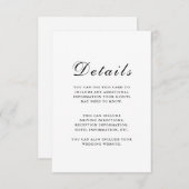 Elegante Schwarz-Weiß-Gästedaten Begleitkarte (Vorne/Hinten)