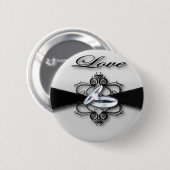 Elegante Schwarz-Weiß-Gastgeschenk Hochzeit Button (Vorne & Hinten)